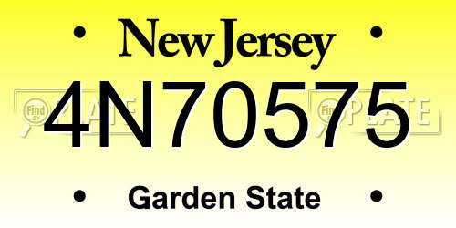 4N70575 New Jersey License Plate
