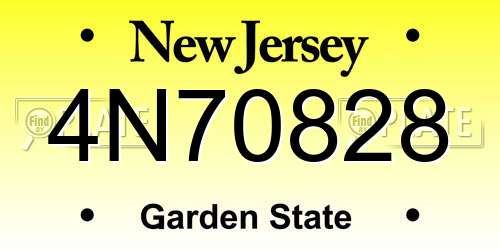 4N70828 New Jersey License Plate