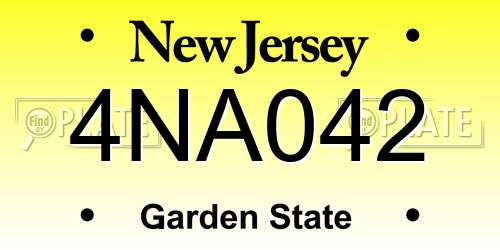 4NA042 New Jersey License Plate