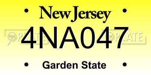 4NA047 New Jersey License Plate