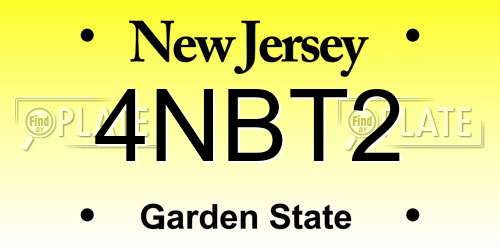 4NBT2 New Jersey License Plate