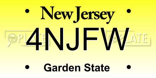4NJFW New Jersey License Plate