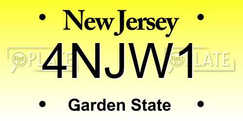 4NJW1 New Jersey License Plate