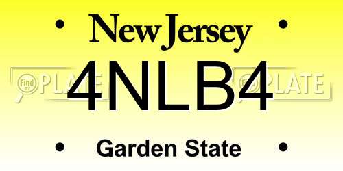 4NLB4 New Jersey License Plate