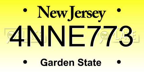 4NNE773 New Jersey License Plate