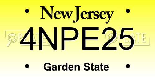 4NPE25 New Jersey License Plate