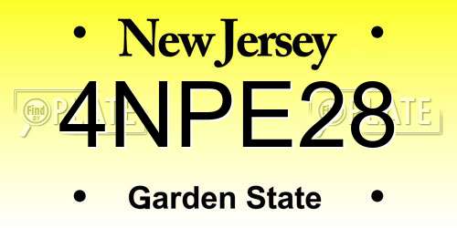 4NPE28 New Jersey License Plate