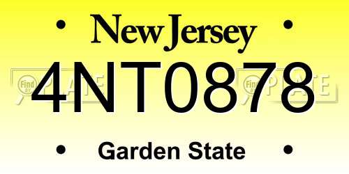 4NT0878 New Jersey License Plate