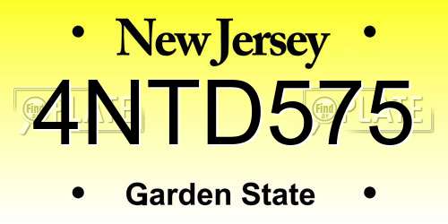 4NTD575 New Jersey License Plate
