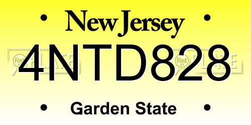 4NTD828 New Jersey License Plate