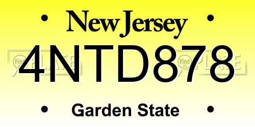 4NTD878 New Jersey License Plate