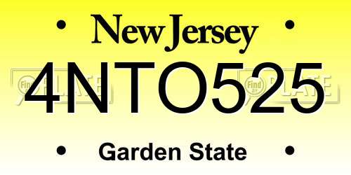 4NTO525 New Jersey License Plate