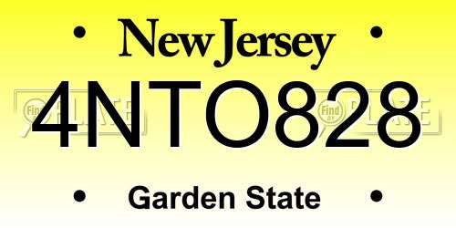 4NTO828 New Jersey License Plate
