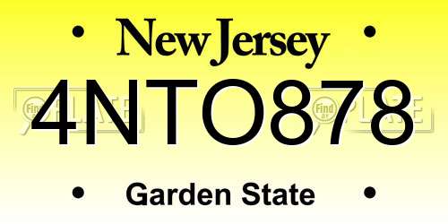 4NTO878 New Jersey License Plate