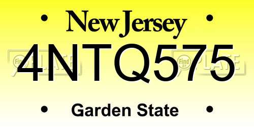 4NTQ575 New Jersey License Plate