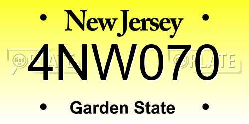4NW070 New Jersey License Plate