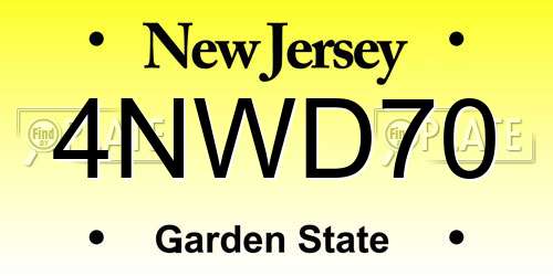 4NWD70 New Jersey License Plate