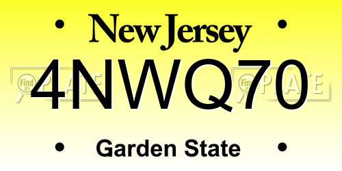 4NWQ70 New Jersey License Plate