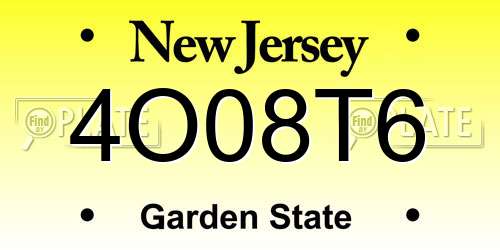 4O08T6 New Jersey License Plate