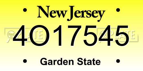 4O17545 New Jersey License Plate