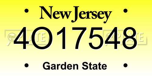 4O17548 New Jersey License Plate