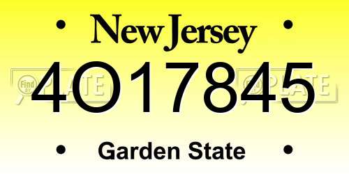 4O17845 New Jersey License Plate