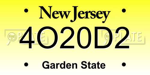 4O20D2 New Jersey License Plate