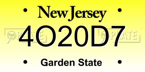 4O20D7 New Jersey License Plate