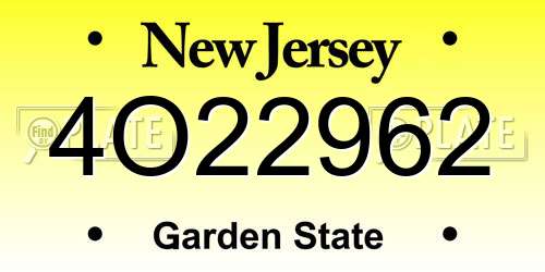 4O22962 New Jersey License Plate