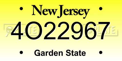 4O22967 New Jersey License Plate