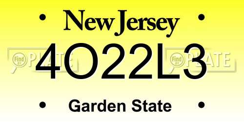 4O22L3 New Jersey License Plate