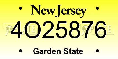 4O25876 New Jersey License Plate