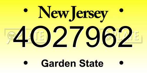 4O27962 New Jersey License Plate