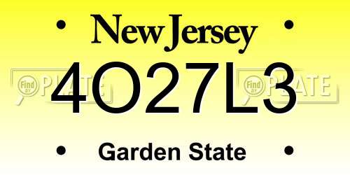 4O27L3 New Jersey License Plate
