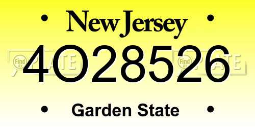 4O28526 New Jersey License Plate