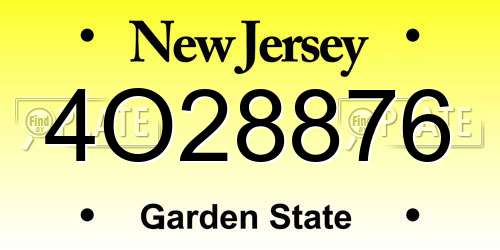 4O28876 New Jersey License Plate