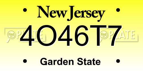 4O46T7 New Jersey License Plate