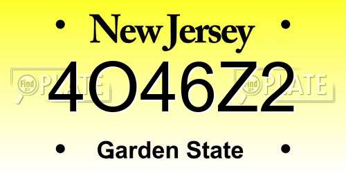 4O46Z2 New Jersey License Plate