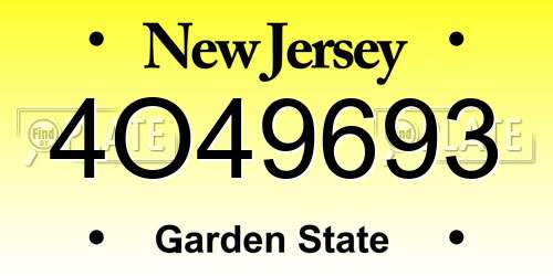 4O49693 New Jersey License Plate