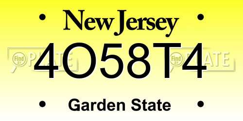 4O58T4 New Jersey License Plate