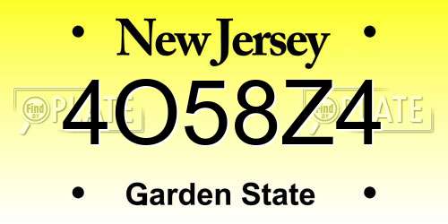 4O58Z4 New Jersey License Plate