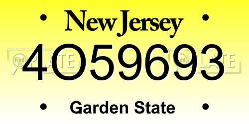 4O59693 New Jersey License Plate