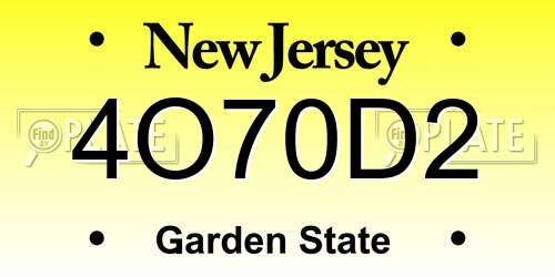 4O70D2 New Jersey License Plate