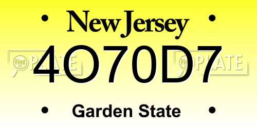 4O70D7 New Jersey License Plate