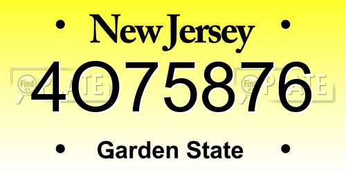 4O75876 New Jersey License Plate