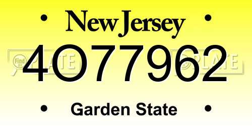 4O77962 New Jersey License Plate