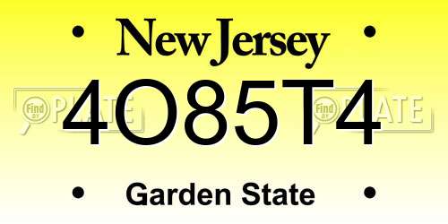 4O85T4 New Jersey License Plate