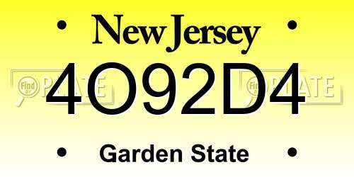 4O92D4 New Jersey License Plate