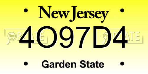4O97D4 New Jersey License Plate