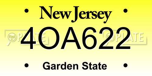 4OA622 New Jersey License Plate